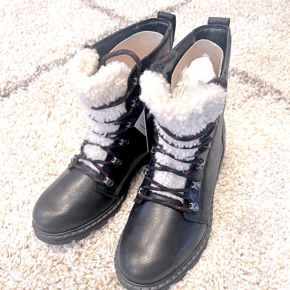 Sorel Lennox Lace Cozy Black Sherpa Waterproof Boots Women’s size 11 NO BOX - Picture 5 of 7
